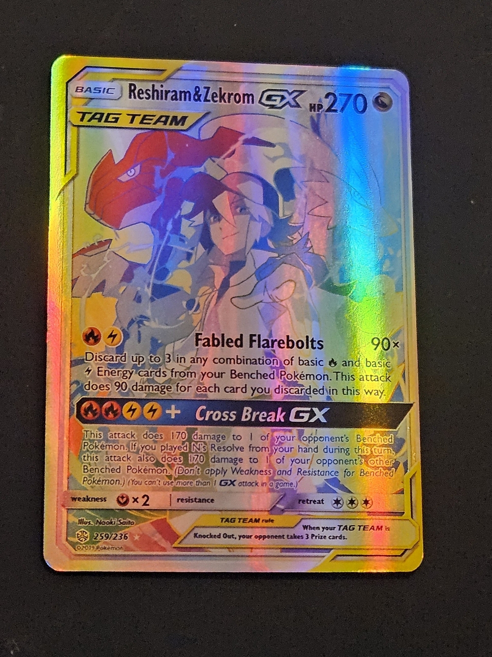 The Pokémon Company Reshiram & Zekrom GX 259/236 SM-Cosmic Eclipse Rainbow Rare